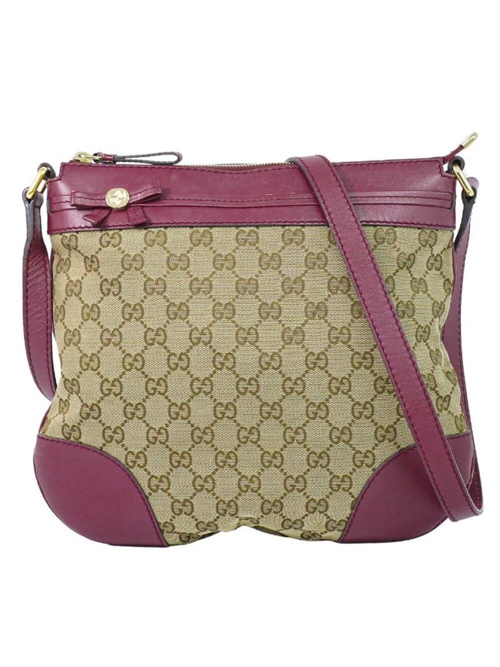 Gucci Mayfair GG Canvas Shoulder Bag Pochette Beige Purple